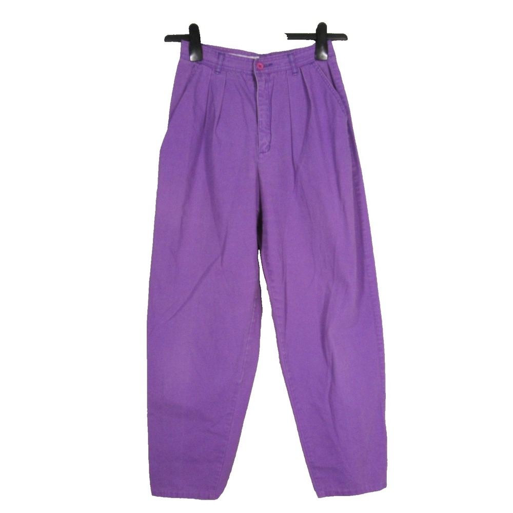 VTG ESPRIT SPORT Twill PURPLE Tapered PLEATED FRONT High Waist Pants XXS, 23"W